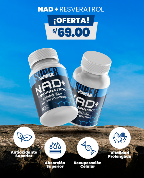 NAD + Resveratrol - Cápsulas de Reparación Celular Antienvejecimiento y Energía Extra (30 Cápsulas) - SuperHuman™