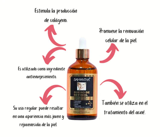 SUERO DE RETINOL SAMANTHA - ANTIARRUGAS + REGALO JABON DE CURCUMA PARA EL ACNE